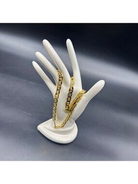 Vintage Mariner Link Chain Necklace 14K Gold Plated Unisex Statement 22 Inch